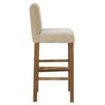 Bar stool Bari pakoworld beige fabric-wooden walnut leg 40x48x110cm