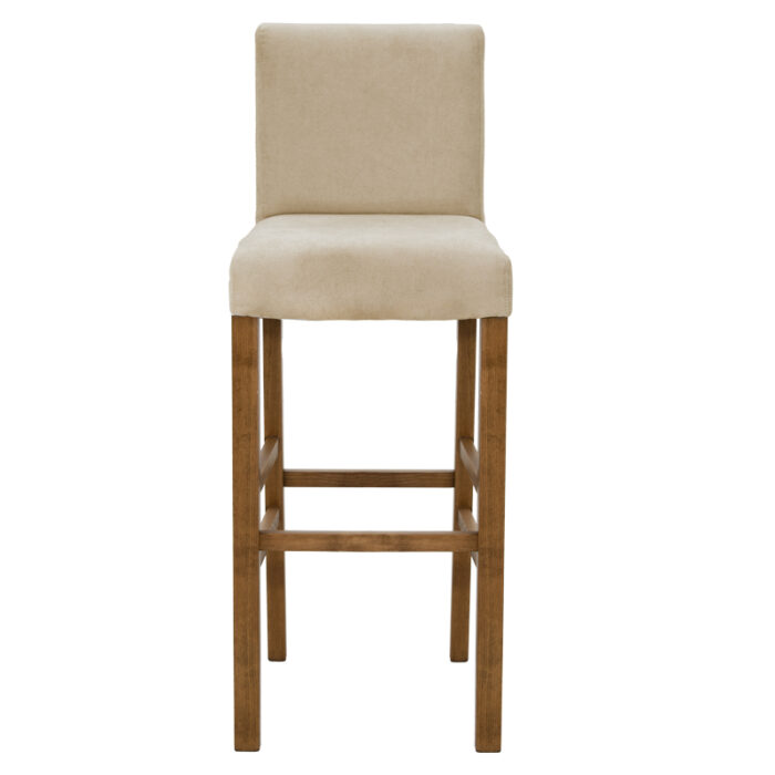 Bar stool Bari pakoworld beige fabric-wooden walnut leg 40x48x110cm
