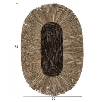 WALL DECOR OVAL MADE OF GRASS AND ABACA FIBERS IN NATURAL-BLACK COLOR 50x5x75Hcm.HM7794