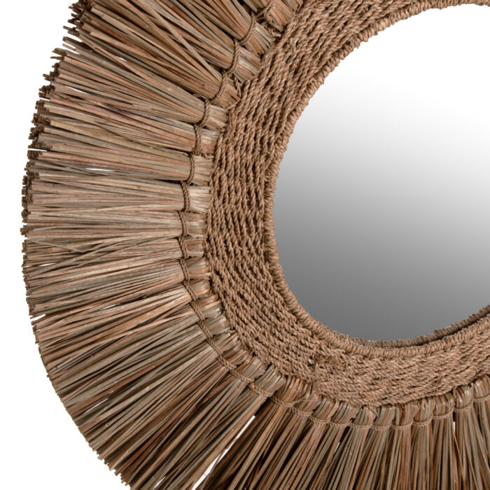 WALL MIRROR ROUND HM7831 MENDONG GRASS FRAME IN NATURAL COLOR Φ70cm.