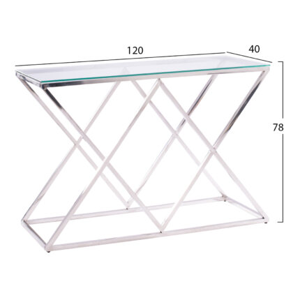TABLE CONSOLE HOLLAND HM8622.01 WITH GLASS AND CHROME BASE 120X40X78