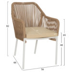 ARMCHAIR ALUMINUM HM5855.01 WHITE WITH PE WICKER ROPE BEIGE 56x66x82