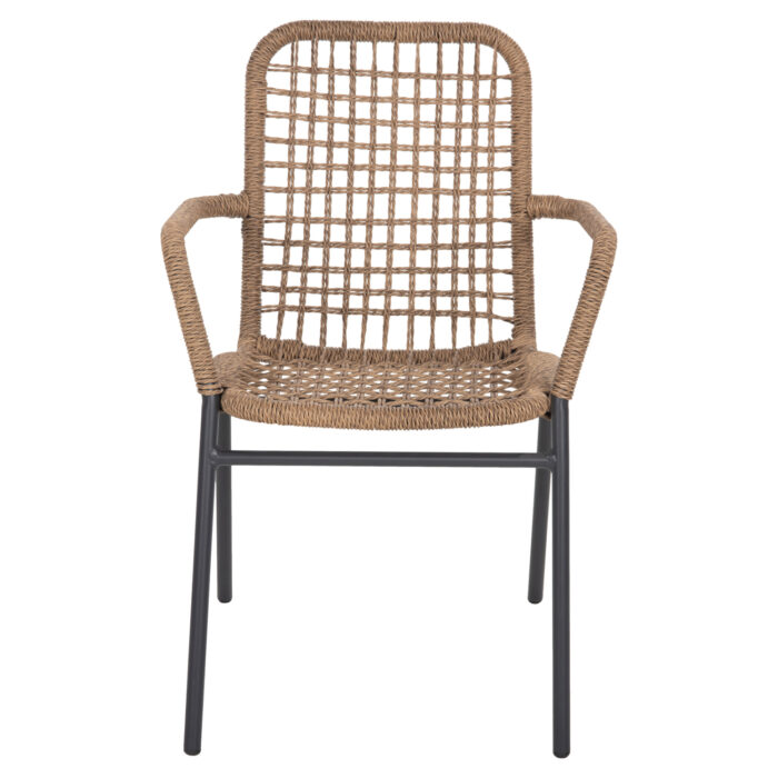 ALUMINUM ARMCHAIR SPANO HM6046 ANTHRACITE FRAME- BEIGE SYNTHETIC RATTAN 55,5x58x81Hcm.