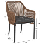 ARMCHAIR ALUMINUM GREY WITH ROPE WICKER PE 56x66x82Hcm. HM5855.03
