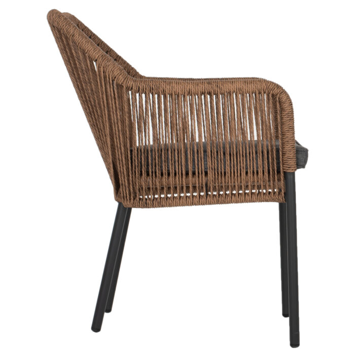 ARMCHAIR ALUMINUM GREY WITH ROPE WICKER PE 56x66x82Hcm. HM5855.03