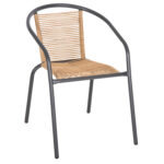 ARMCHAIR SWIFTER HM5969.02 METAL IN GREY-SYNTHETIC RATTAN IN NATURAL 54x61x75Hcm.