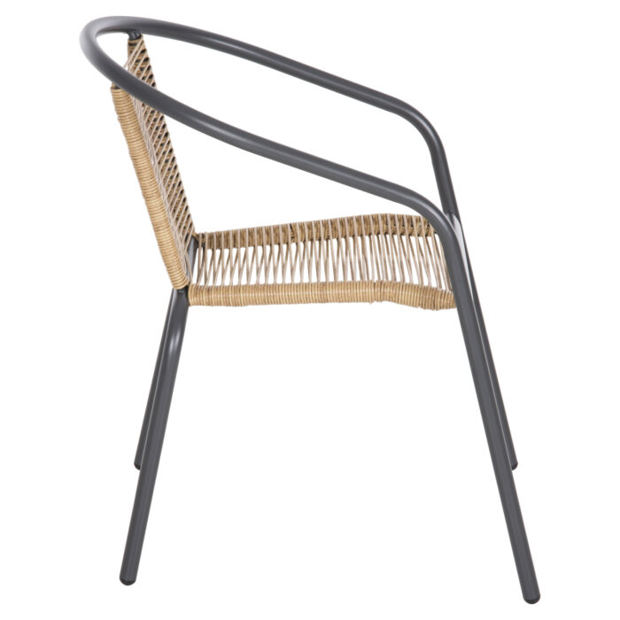 ARMCHAIR SWIFTER HM5969.02 METAL IN GREY-SYNTHETIC RATTAN IN NATURAL 54x61x75Hcm.