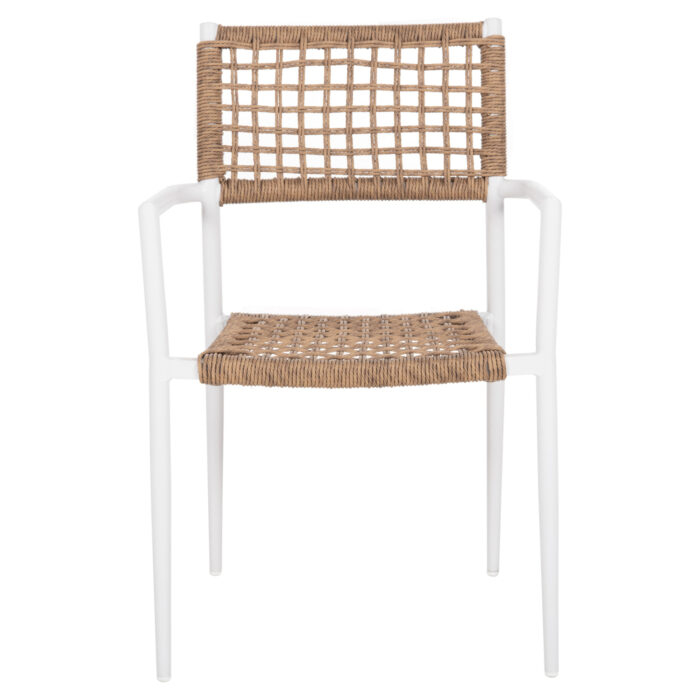 ARMCHAIR TRILAN HM6044.01 ALUMINUM IN WHITE-SYNTHETIC RATTAN IN NATURAL 55.5x55x84Hcm.