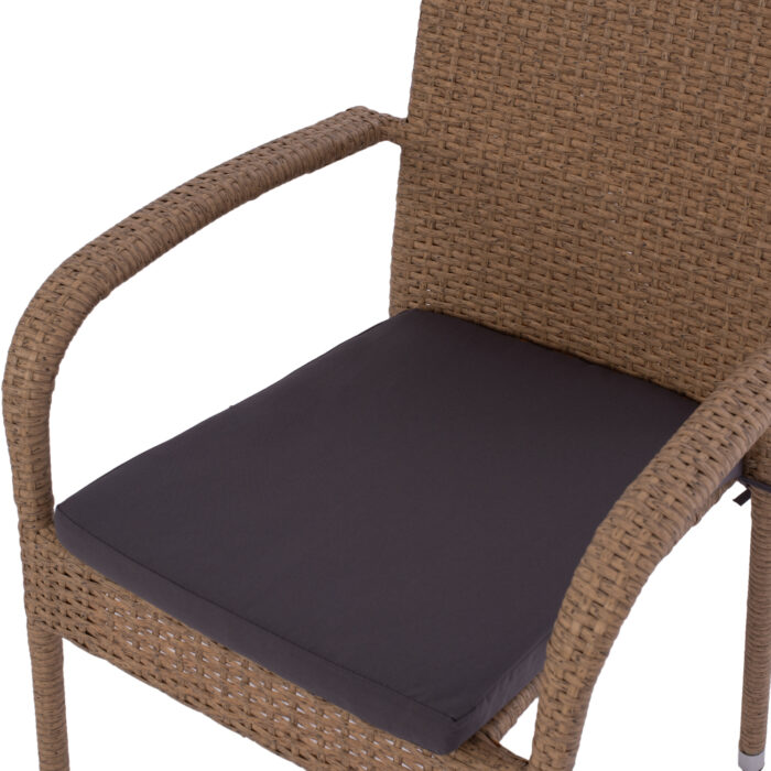 polythrona metalliki anisha fb9568502 me 7 2 Armchair “anisha” Metal With Brown-mocha Wicker And Seat Cushion Hm5685.02 56x60x94h Cm.