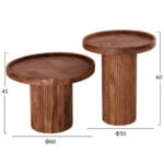 SET 2PCS COFFEE TABLES ROUND RAJJEH HM11943 SOLID ACACIA WOOD IN NATURAL Φ50 & Φ60cm.