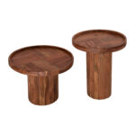 SET 2PCS COFFEE TABLES ROUND RAJJEH HM11943 SOLID ACACIA WOOD IN NATURAL Φ50 & Φ60cm.