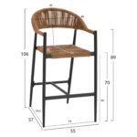 CHARCOAL ALUMINUM STOOL BAR WITH PE ROPE BEIGE HM5788.02 55x57x106 cm.