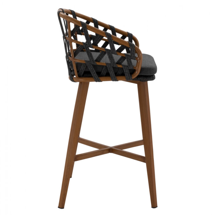 ALUMINUM BAR STOOL WITH WIDE GRAY CORD HM5781.01 54x55x105 cm.