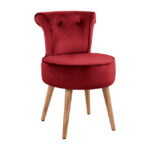Velvet stool with back Guillem HM8469.06 red 44,5x50x70 cm.