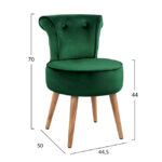 Velvet stool with back Guillem HM8469.03 green 44,5x50x70 cm.