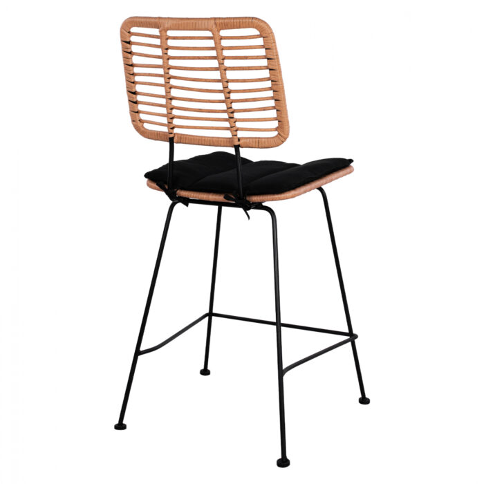 skampo mesaioy ypsoys fb95644 metalliko 4 Metal Stool With Pillow Allegra Hm5644 With Wicker In Beige Color 55x56x107 εκ.