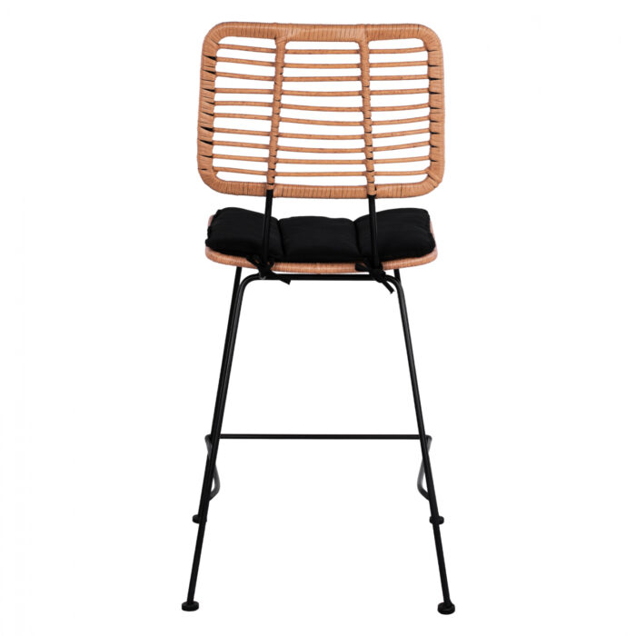 skampo mesaioy ypsoys fb95644 metalliko 5 Metal Stool With Pillow Allegra Hm5644 With Wicker In Beige Color 55x56x107 εκ.