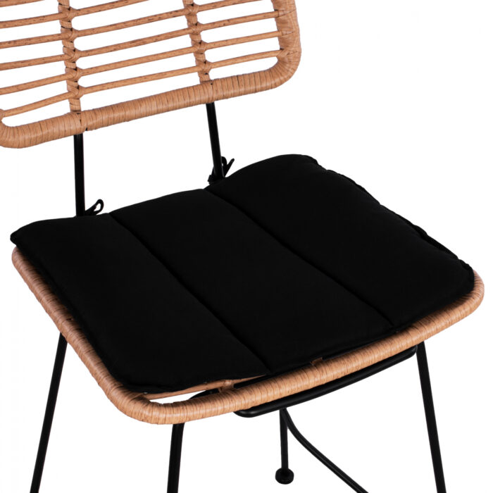 skampo mesaioy ypsoys fb95644 metalliko 7 Metal Stool With Pillow Allegra Hm5644 With Wicker In Beige Color 55x56x107 εκ.
