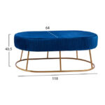 Bench Alinafe HM8635.08 from blue velvet with gold base 118x64x40,5cm