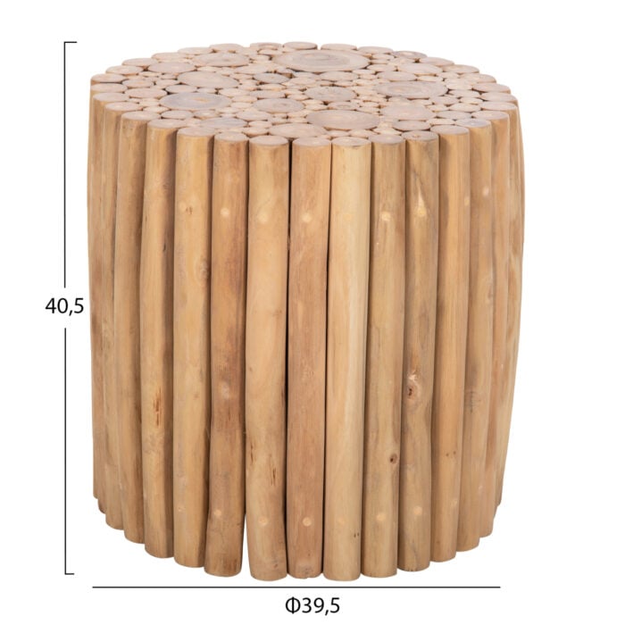 COFFEE TABLE ROUND COOTER HM9865 TEAK BRANCHES- NATURAL Φ39x40.5Hcm.