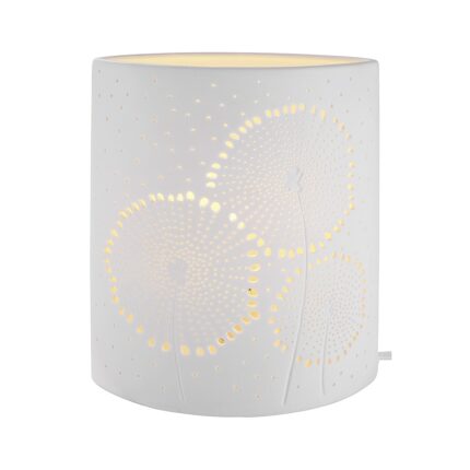 Λάμπα Επιτραπέζια ArteLibre Εκλειπτική Με Διακόσμηση Λουλούδι Λευκό Πορσελάνη 10x17x20cm