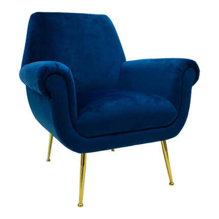 Armchair Macel pakoworld velvet blue-golden 79x71x89cm