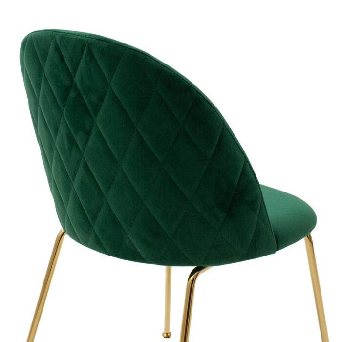 112 000016 4 Καρέκλα Ruth Homepaketo βελούδο σκούρο πράσινο-χρυσό Gloss πόδι