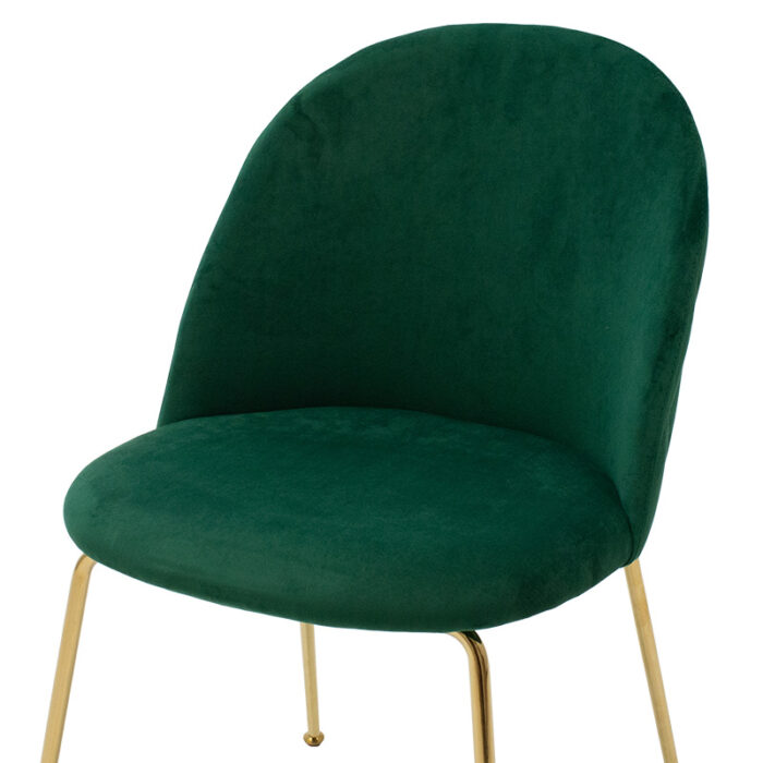 112 000016 5 Καρέκλα Ruth Homepaketo βελούδο σκούρο πράσινο-χρυσό Gloss πόδι
