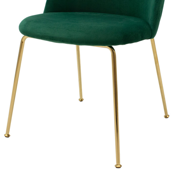 112 000016 6 Καρέκλα Ruth Homepaketo βελούδο σκούρο πράσινο-χρυσό Gloss πόδι