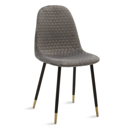 Chair Sila pakoworld velvet grey-legs black-gold