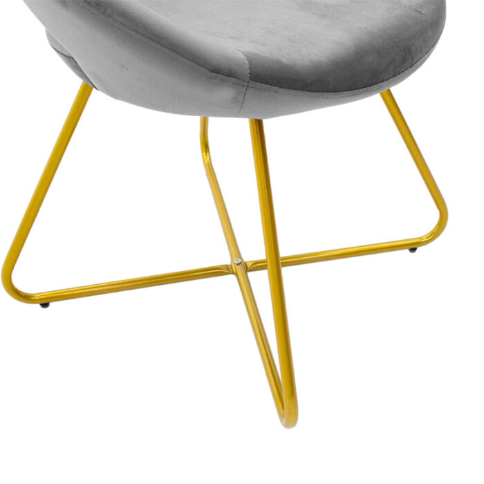 127 000133 5 Καρέκλα Valentina Homepaketo βελούδο γκρι-χρυσό πόδι