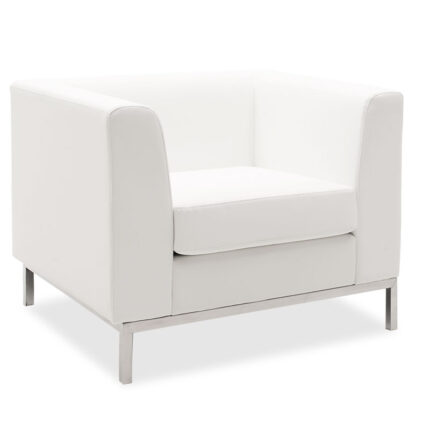 Armchair Professional pakoworld inox with pu in white colour 85x75x66cm