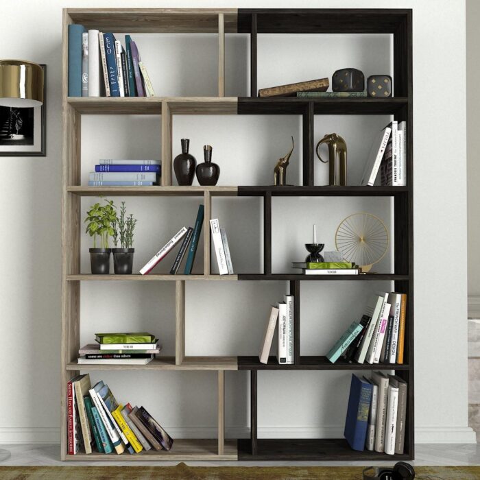 Idra Bookcase Light Brown / Dark Brown 124x26x159cm