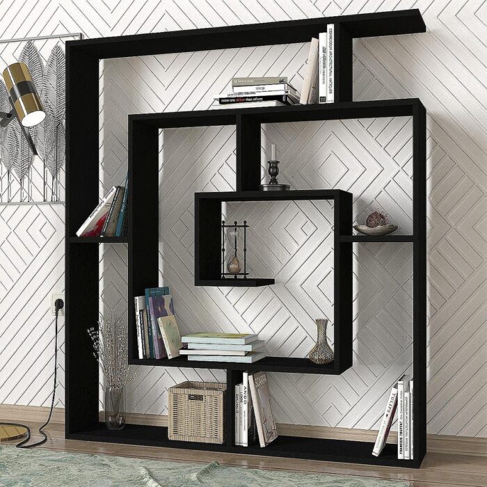 ITHAKI Bookcase Black Chipboard/Melamine 125x22x130cm