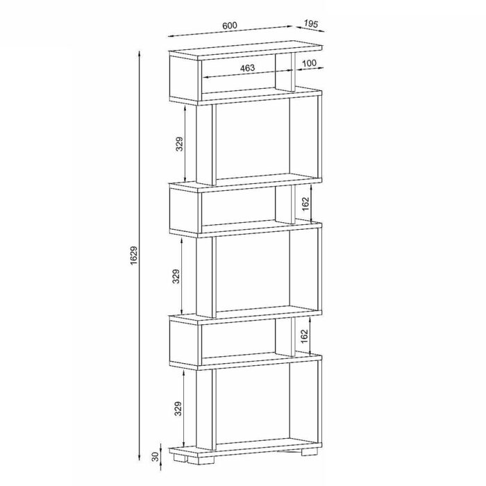 OSMOND Bookcase Cordoba Chipboard/Melamine 60x20x157cm