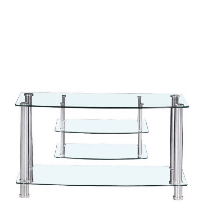 SUNDROPS TV Stand Clear/Chrome Glass/Metal 80x45x50cm
