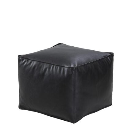 BAHITI Pouf Black Leather 45x45x33cm