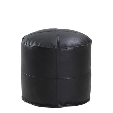 CHISISI Pouf Black Leather D45x35cm