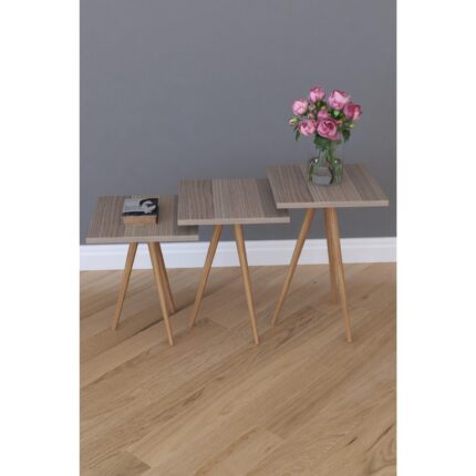 ZURI Side Table Cordoba Chipboard/Wood 33x33x52/33x33x47/33x33x42cm Set 3Pcs