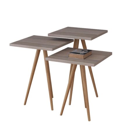 ZURI Side Table Cordoba Chipboard/Wood 33x33x52/33x33x47/33x33x42cm Set 3Pcs