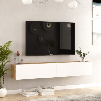 Έπιπλο Τηλεόρασης ArteLibre KENT Πεύκο/Λευκό Μοριοσανίδα 180x31.6x29.6cm