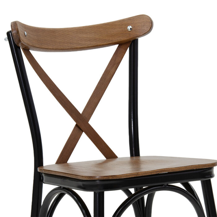190 000019 4 Καρέκλα Alora Homepaketo ξύλο καρυδί-μαύρο πόδι