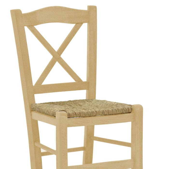 200 000738 5 Καρέκλα καφενείου με ψάθα Seimi-charchie Homepaketo χιαστή άβαφο ξύλο 42x40x89εκ