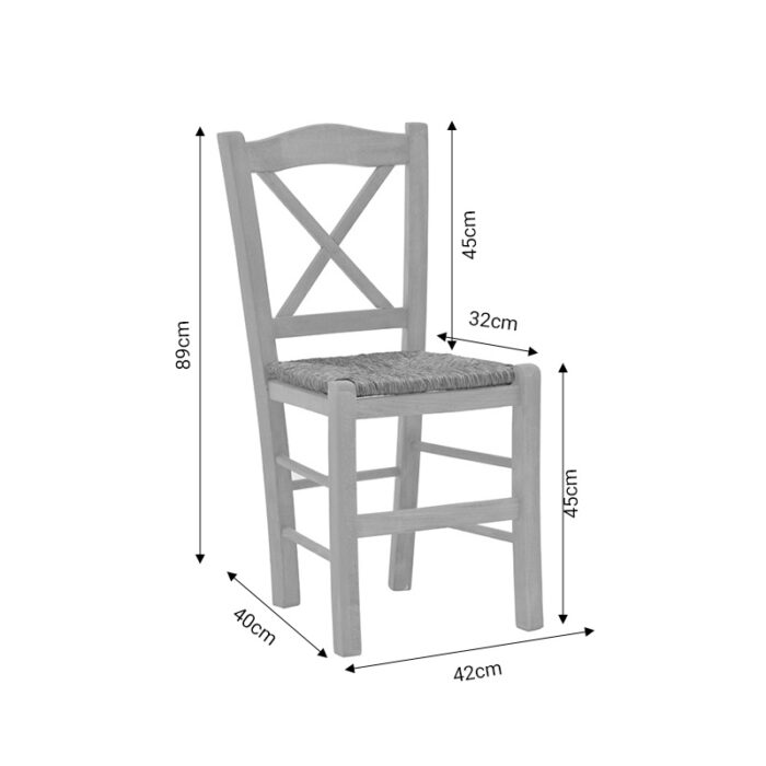 200 000738 7 Καρέκλα καφενείου με ψάθα Seimi-charchie Homepaketo χιαστή άβαφο ξύλο 42x40x89εκ