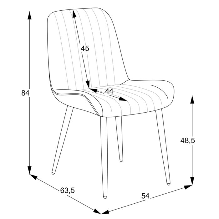 320 000023 5 1 Καρέκλα Versa Homepaketo εκρού ύφασμα-πόδι μαύρο μέταλλο 54x63.5x84εκ