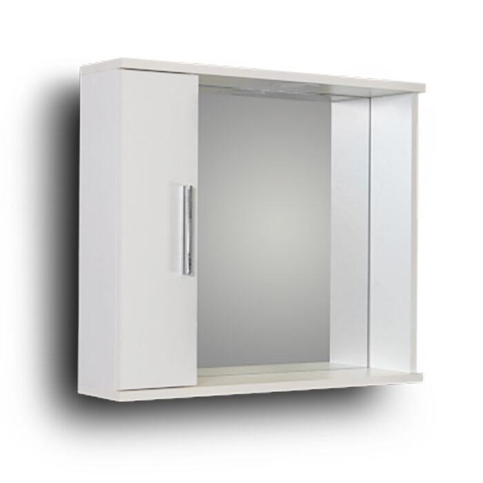 Mirror wall unit LEFT Cabinet 65 Καθρέφτης ALON 65 Aριστερός 3MAL065GLL Λευκό Gloss, με ένα ντουλάπι αριστερά 65x15x56 και φωτισμό LED