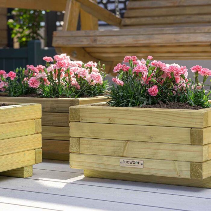 Wooden low flower planter LOW SQUARE WOODEN POT 21H x 40 x 40CM 4 Wooden low flower planter