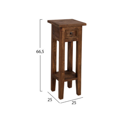 SIDE TABLE MADE OF MAHOGANY WOOD WITH A DRAWER IN NATURAL COLOR 25x25x66,5Hcm.HM9484.01