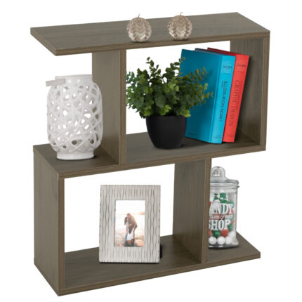 SIDE TABLE WITH STORAGE SPACES HM8881.12 MELAMINE IN OLIVE GREY COLOR 50x17x56Hcm.