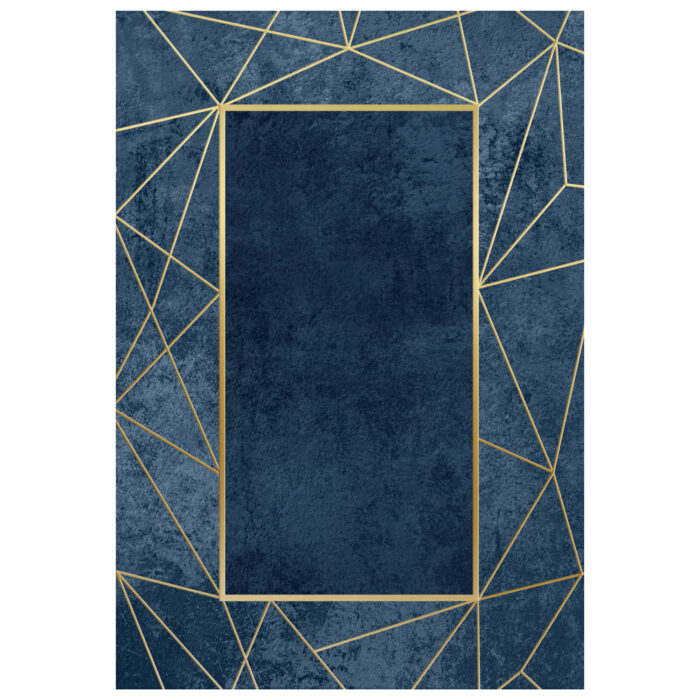 chali salonioy me krosia mple chryso fb9 2 HM7676.28 80X150cm, JOSIANE, blue-gold carpet, with fringes